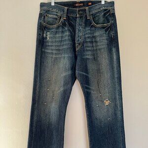 Ed Hardy by Christian Audigier Blue Distressed Button Fly Denim Jeans Men 34x34